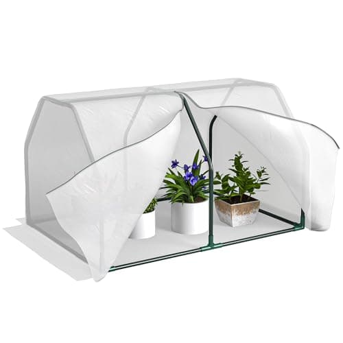 Image of Outsunny Mini Greenhouse Grow House PVC Cover Steel Frame White 99L x 71W x 60H cm
