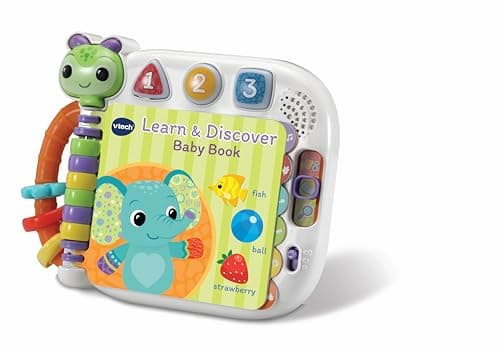 Image of VTech Baby Learn and Discover Baby Book, Interactive Book with 3 Modes and 13 Wipe-Clean Pages, Melodies and Phrases, Teaches Animals, Colours and Shapes, Toy for Babies 6, 12, 24 months +, English