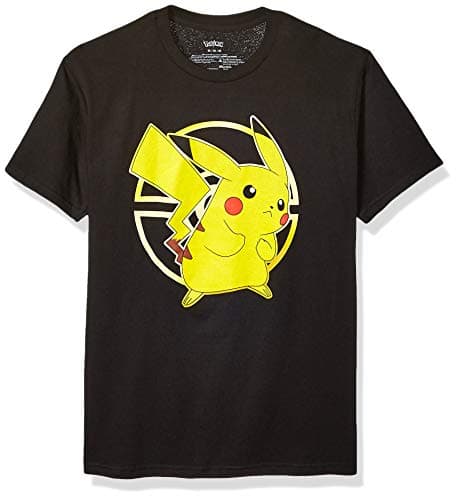 Image of Pokémon Unisex's Pikachu Poké Ball Icon Trainer T-Shirt, Black, Medium