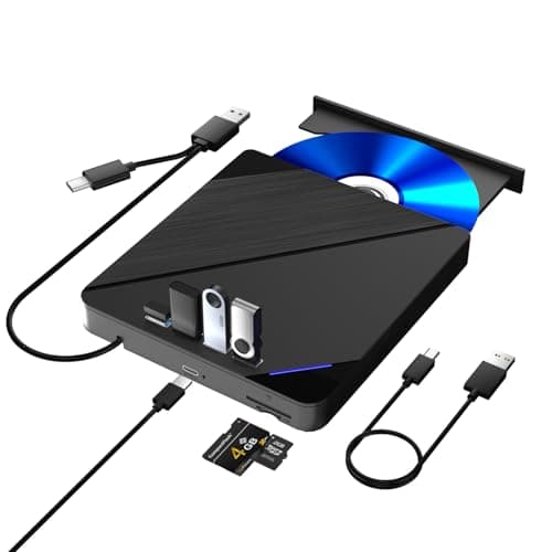Image of TYYWGD External Blu ray Drive, 7 in 1 Support 100G Disc R/W, USB3.0 Type-C Bluray Drive BD DVD CD Burner with 4 USB Ports, SD/TF Card Slot Compatible with Windows Linux MacOS (Bluray)