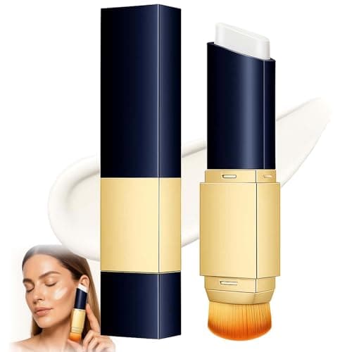 Image of 2-in-1 Foundation and Concealer Stick in Ivory for Buildable Full Coverage and Radiant Finish - Lightweight Cream Formula in Hexagonal Design with Built-In Blending Brush for All Skin Types