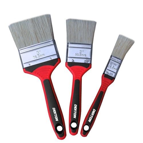 Image of Dekton 3pc Professional Grade Paintbrush Set - Ideal for Water-Based Gloss Emulsion Paints| Includes 3 Brushes (25mm), (50mm), (76mm)| Quality Bristles| Set Ensures Smooth, Precise Application