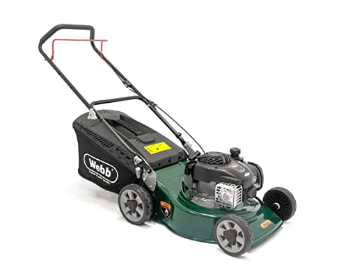 Image of Webb WER18HP4 18"/46cm Push Rotary Petrol Lawnmower, 140cc 4-Stroke Engine, 8 Cutting Heights, 65L Collection Bag - 3 Year Guarantee