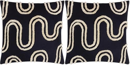 Image of furn. Heya Home Archie Tufted Cushion Cover – Abstract Tufted Design, Soft & Durable (Mono – 45 x 45cm) (Pack of 2)