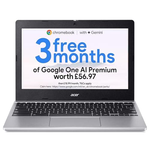 Image of acer Chromebook 311 CB311-12H Laptop - Intel N100, 4GB, 64GB eMMC, Integrated Graphics, 11.6" HD, Google Chrome OS, Silver