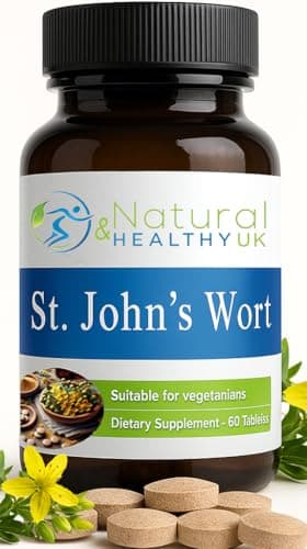 Image of St John's Wort 1000mg - 60 Tablets - Suitable for Vegans - Natural & Healthy UK - Food Supplement