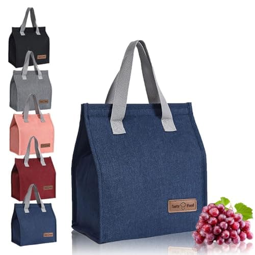 Image of HZYUEKUN Lunch Bags for Women Men, Reusable Insulated Leak-Proof Thermal Cooler Tote Box, Cool Bags Portable Waterproof Container for Kids Girls Boys Adults Work School Travel Picnic(Dark Blue)