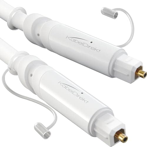 Image of TOSLINK Cable, optical audio cable white – 7.5m – Fibre optic lead for soundbars (digital S/PDIF, stereo systems/amplifiers, home cinema, Xbox One/PS4) – CableDirect