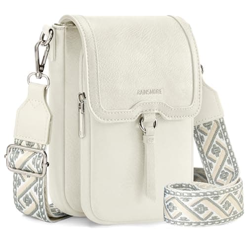 Image of RAINSMORE Cross Body Bag Women Soft PU Leather Shoulder Bag Waterproof Crossbody Phone bag Women's Cross-Body Bags Handbags with Adjustable Wide Straps Grey