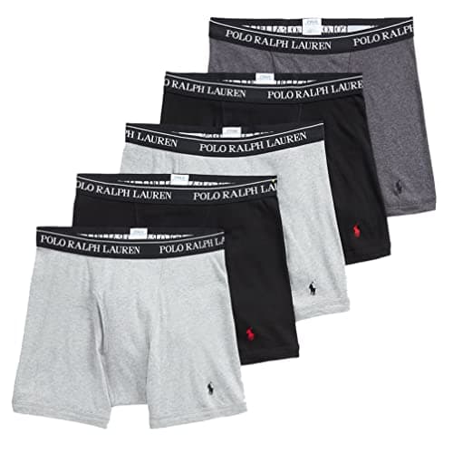 Image of Ralph Lauren POLO Classic Fit Boxer Briefs - 5 Pack (Grey Assorted), Grey Assorted, M