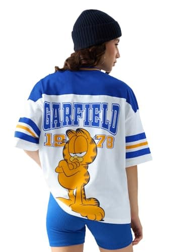 Image of The Souled Store TSS Garfield 78 Ladies and Girls Regular Fit Half Sleeve Cotton White (227530), White, M