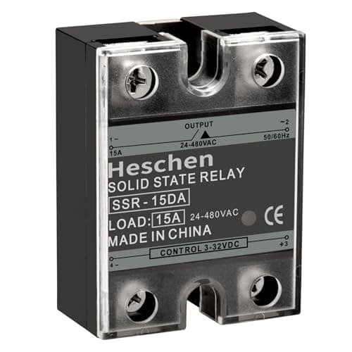 Image of Heschen Single Phase DC/AC Solid State Relay, SSR-15DA, Input 4-32VDC, Output 24-480VAC, 15A 50-60Hz