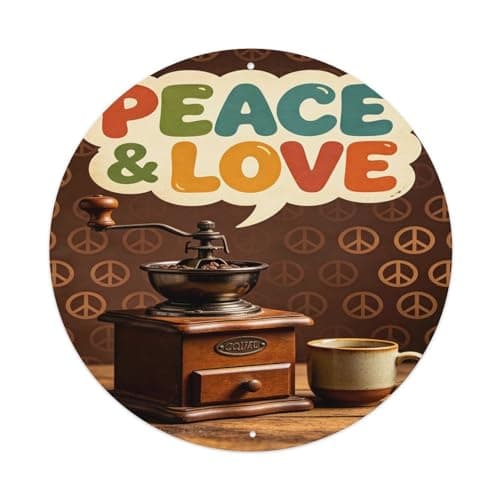 Image of Vintage Lantern Peace And Love (2) Vintage Aluminium Metal Sign, Retro Wall Decor for Home, Bar, Garage & Farmhouse 20x20cm