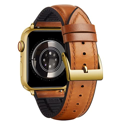 Image of BINLUN Compatible with Apple Watch Strap 38mm 40mm 41mm 42mm Oil Wax Leather and Breathable Silicone Hybrid Replacement Band Compatible with iWatch Straps Ultra SE SE2 Series 11/10/9/8/7/6/5/4/3/2/1