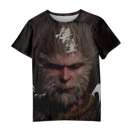 Image of Black Myth - China Game Action RPG,The Monkey King,Ladies Personalised T Shirt Graphic Tops Women Funny Tshirts Oversized Black Short Sleeve Shirt