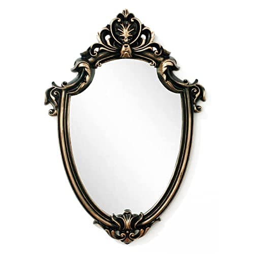 Image of Eaoundm 16.5 x 11.5 Inch Vintage Antique Decorative Wall Mirror - Shield Shape (Vintage Gold)