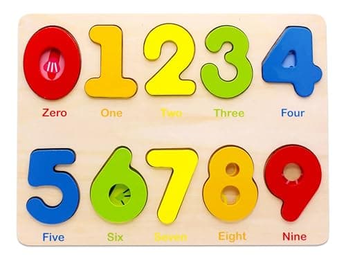 Image of Toddler Puzzles for kids age 2-4 years old-Wooden Learning Number Preschool Puzzles