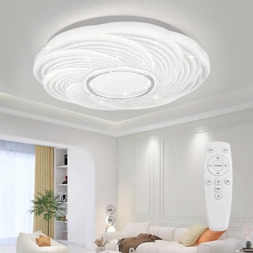 Image of OOWOLF LED Ceiling Light, Dimmable 3000K- 6500K Round Ceiling Lights, 40W Remote Control Ceiling Lamp, Memory & Timing Function, Night Light Mode, for Indoor Living Room (White 5-3000-6500K)