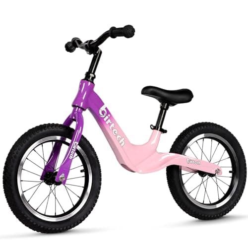 Image of Hello-5ive 14" Kids Balance Bike for 3,4,5,6 Year Old Boys and Girls, Air Tires with Magnesium Alloy Frame, Lightweight No Pedal Toddler Training Bicycle (purple&pink)