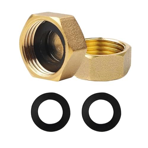 Image of Durable Brass Blanking Caps - Pack of 2 for Plumbing Solutions,Hex Brass Female Blanking Stop Cap(3/4 inch),Blanking Nut Caps for Washing Machine Radiator Valve faucets Tap