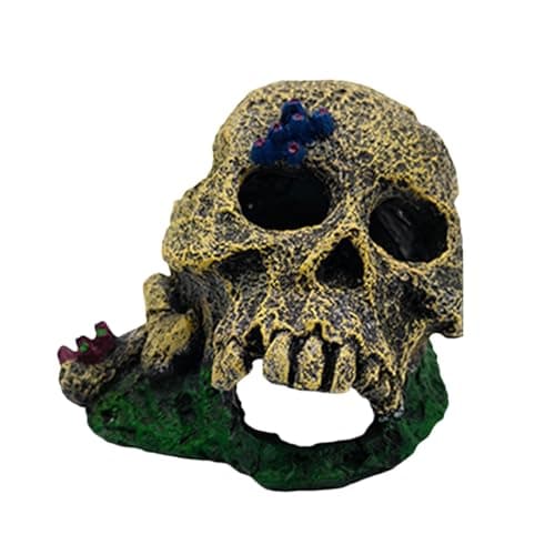 Image of Duroecsain skull fish tank fish tank ornaments fish tank skeleton ornament resin fish tank skeleton fish tank accessories fish tank accessories realistic head skeleton for home office