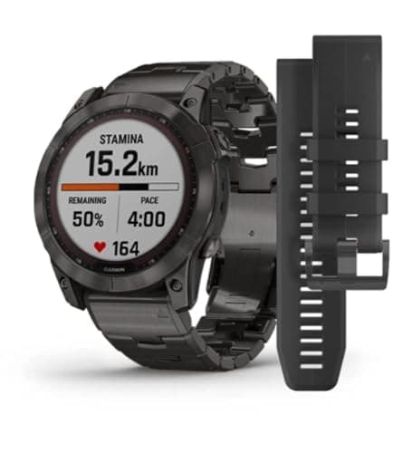 Image of Garmin Fenix® 7X Sapphire Solar Edition Carbon Grey DLC Titanium with Carbon Grey DLC Vented Titanium Band Smartwatch 010-02541-27