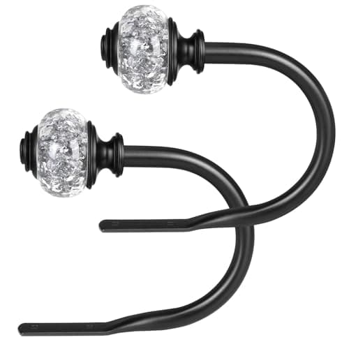 Image of USFOOK 2 Pack Black Curtain Holdbacks, Metal Curtain Tie Backs Hook (2 Pack/1 Pair), U-Shaped Curtain Tieback for Wall and Drapes, Curtain Hooks Holders For Hanging Curtains Other Items