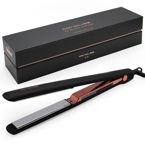 Image of Corioliss C3 Hair Straightener for Women | Professional Extra Long Titanium Plates | Ionic Flat Iron | Temperature Control 135°C-235°C | 20-Second Heat-Up | Travel Case | UK Plug | Black Copper