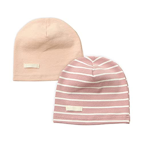 Image of LACOFIA 2 Pack Baby Beanie Hat Kids Super Soft Cotton Cap Boys Knit Hats Pink 0-6 Months S