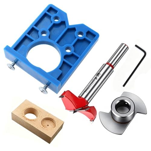 Image of 35mm Hinge Jig Drill Bits Set, 35mm Forstner Bit Sets, Concealed Hinge Jig Positioner, Kitchen Door Hinge Jig Woodworking DIY Tools for Cabinet Hinge Wood Furniture Mounting Plate and Kitchen Cupboard