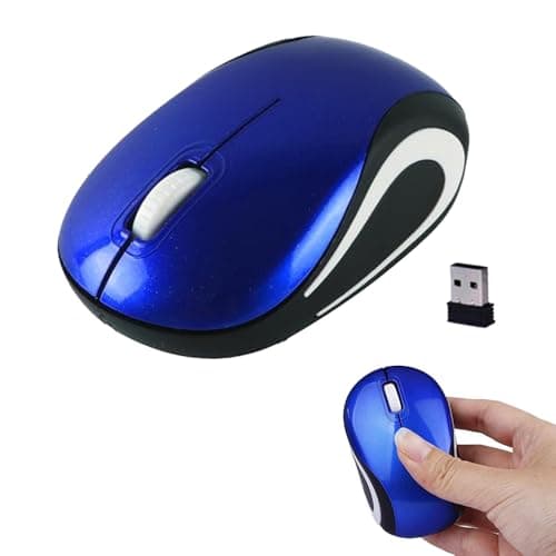 Image of KeautFair Mini Wireless USB Mouse Portable Tiny Small Cordless Mice Ergonomic Design 2.4GHz 1000DPI for Kids Children Small Hands for Travel Business Trips for Windows/iOS/Android Laptop PC(Dark Blue)
