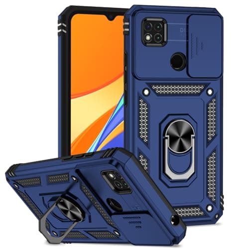 Image of Tothedu Case for Xiaomi Redmi 9C/Redmi 10A/Redmi 9C NFC/Redmi 9 Activ Case with Slide Camera Cover, Built-in 360° Rotate Ring Kickstand Magnetic Shockproof Phone Cover for Xiaomi Redmi 10A Blue