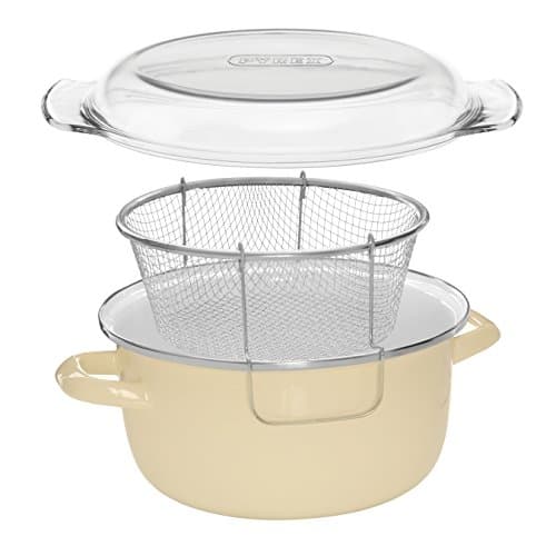 Image of Premier Housewares 102112 Deep Fat Fryer Enamel Chip Basket Small Fryer 16x33x27,5L, Cream