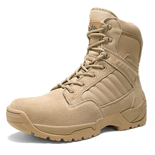 Image of NORTIV 8 Men's Military Boots Side Zipper Mid Ankle Outdoor Motorcycle Combat Tactical Boots,Size 10,Sand,DESERT