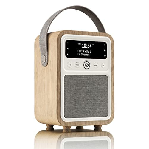 Image of VQ Monty Portable DAB Radio Alarm Clock - Digital FM Radio with Bluetooth - Rechargeable Radio with Bluetooth Speaker - Dual Alarm DAB+ Radio Bedside with 60 Presets - Oak
