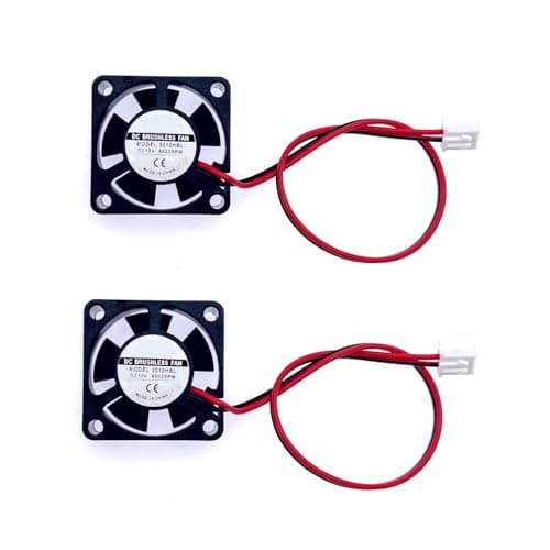 Image of JZK 30x30x10mm 2pin DC 12V Mini Silent Cooling Fan With Wires - 3010 Small Quiet 3D Printer and Heatsink Fan With Cable, 3cm Miniature Brushless