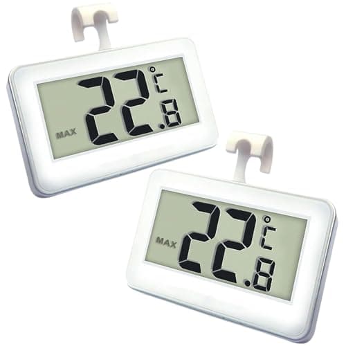 Image of Fridge Thermometer Digital Refrigerator Thermometer, Suplong 2 Sets Digital Waterproof Fridge Freezer Thermometer With Easy to Read LCD Display (White-2)