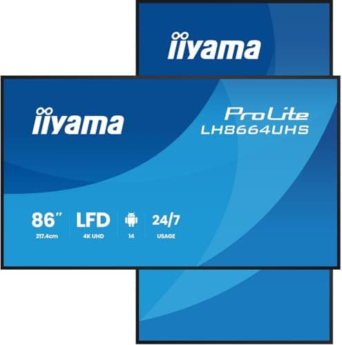 Image of iiyama Prolite LH8664UHS-B3AG 217.4 cm 85.6 Inch Digital Signage Display IPS LED Panel 4K UHD HDMI USB-C USB 2.0 RS-232c RJ45 WiFi Media Player Android 14 OS iiSignage² iiControl iiShare 24/7