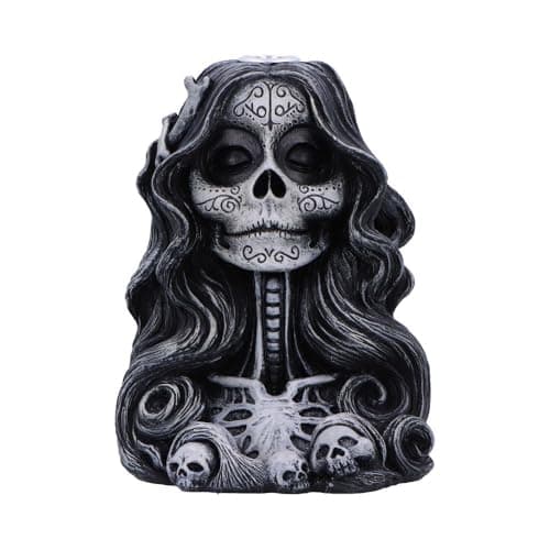 Image of Nemesis Now Calavera's Offering Backflow Incense Burner, Gothic Skull Smoke Fountain, Hand-Painted Mexican Skeleton Decor