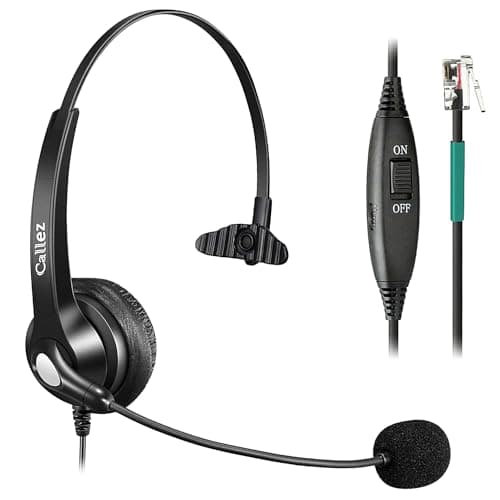 Image of Callez RJ9 Phone Headset with Microphone Noise Cancelling, Office Telephone Headset Compatible with Polycom NEC Avaya BT Converse Paragon Mitel Alcatel ShoreTel Siemens Fanvil InterTel Landline Phones