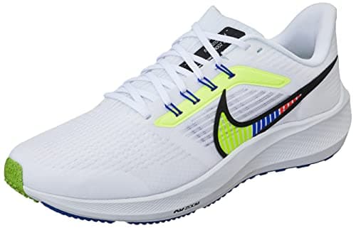 Image of NIKE Air Zoom Pegasus 39 Premium Men's Running Trainers Sneakers Shoes DX1627 (White/Black-Summit WHITE-VOLT100) UK8 (EU42.5)