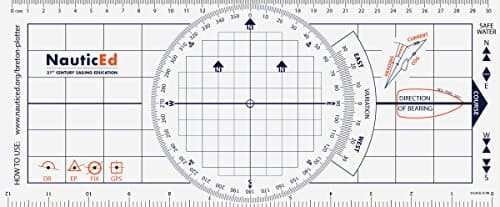 Image of NauticEd Breton Plotter Protractor for Chart Navigation - Boat Compasses, Transparent