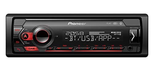 Image of Pioneer MVH-S420DAB 1-DIN receiver with DAB/DAB+, Bluetooth, Red illumination, USB, Spotify, Pioneer Smart Sync App and compatible with Apple and Android devices.