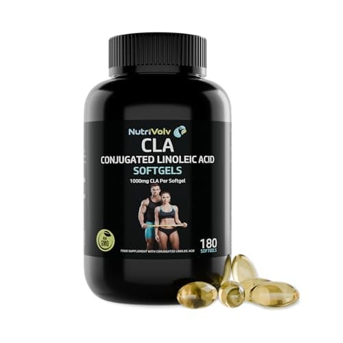 Image of CLA Softgels 1000mg Per Softgel | 180 Softgels | Conjugated Linoleic Acid | Diet and Weight Loss Supplement | Natural Fat Burner | Suitable for Men & Women | by NutriVolv
