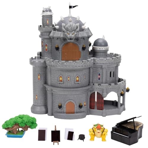 Image of The Super Mario Galaxy Movie Bowser Castle Playset, Officially Licensed by Jakks Pacific, Includes 1.5" Mini Articulated Figure and Character Accessories, 3 Levels of Play, Heat-Activated Paintings