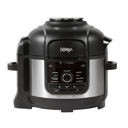 Image of Ninja Foodi 9-in-1 Multi Cooker, 6L with 9 Cooking Functions, Pressure Cook, Air Fry, Slow Cook, Grill and more, Brushed Steel & Black, OP350UK