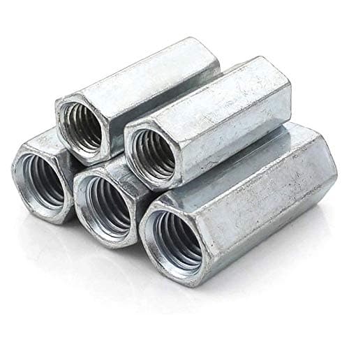 Image of 5 Pcs M12 x 1.75 x 50mm Long Rod Coupling Hex Nut Connector Zinc Plated Joint Nut Industrial Construction Fasteners
