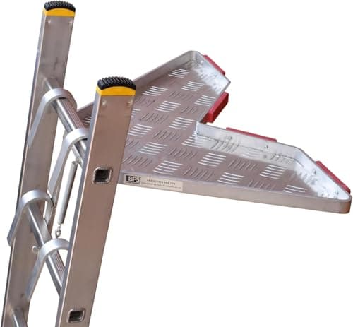 Image of BPS® Complete Ladder Stand Off | V-Shaped Universal Ladder Standoff with Tray | Downpipe Ladder Accessory | Aluminum Stabiliser Rubber Bumper | Heavy Duty Aluminium
