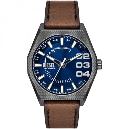 Image of Diesel Scraper Watch for Men, Quartz Three Hand Date Movement with Stainless Steel or Leather Strap