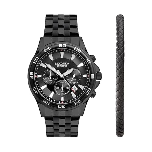 Image of Sekonda Men's Gift Set Quartz Watch with Chronograph Display and Stainless Steel Bracelet